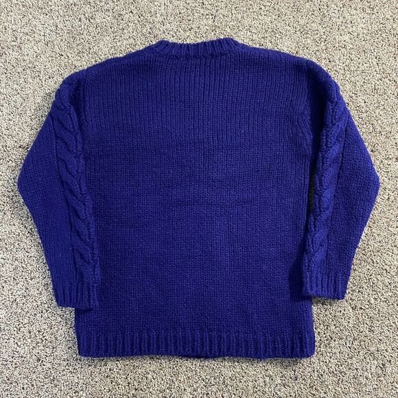 Vintage Jones New York Cable Knit Crewneck Sweater Petite Small Purple Wool 90s - Picture 2 of 5
